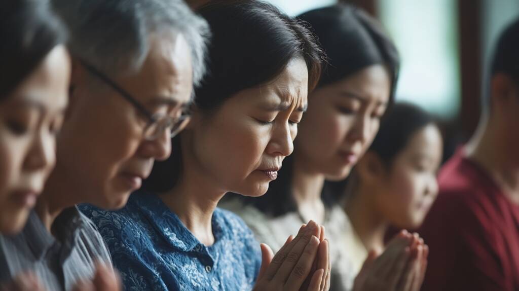 Asian family prayer