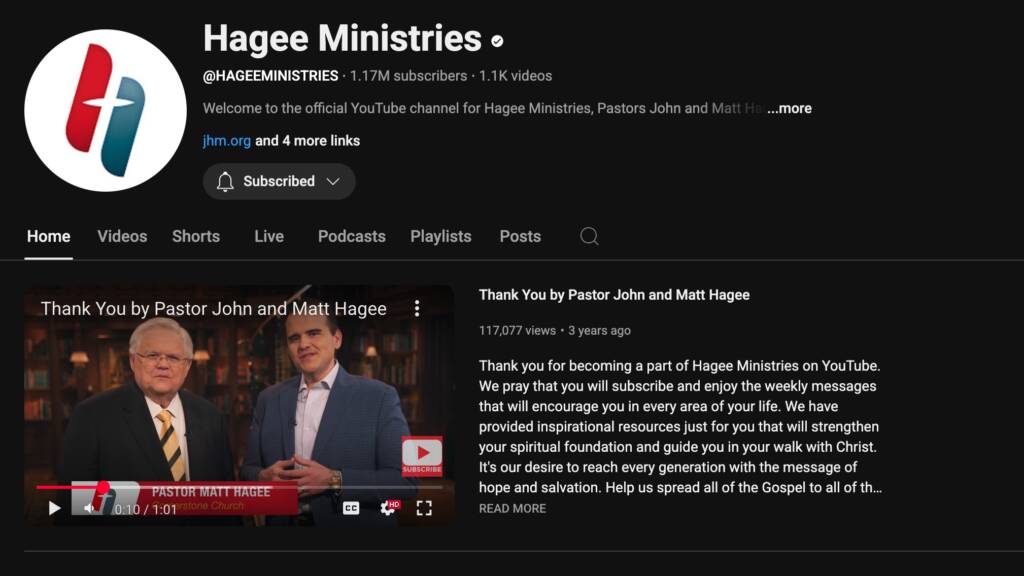 Live service at Hagee Ministries