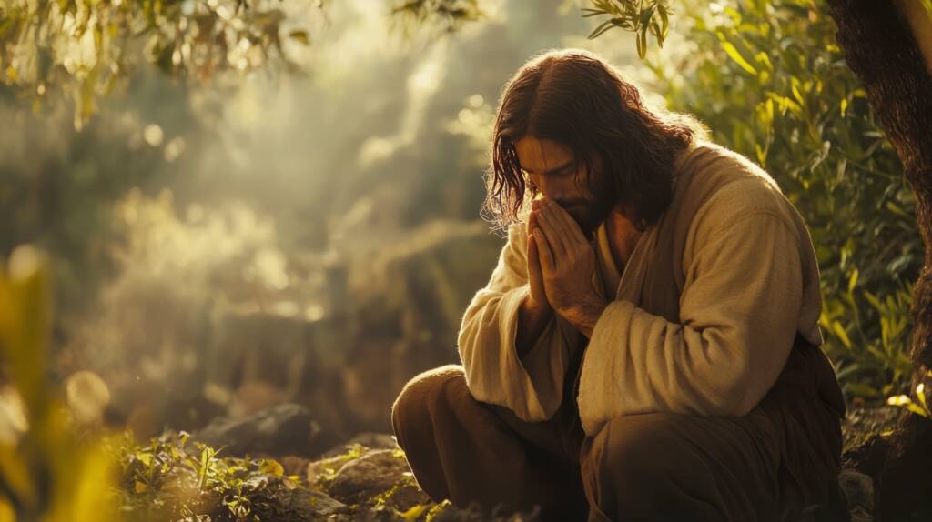 Jesus praying at the Garden of Gethsemane