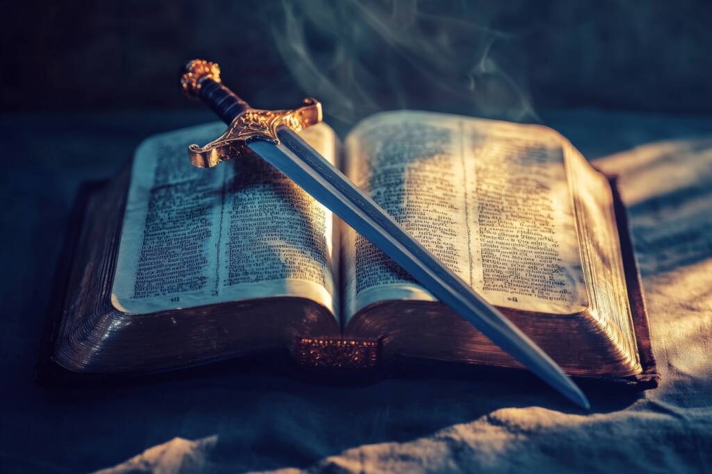 The word of God is the sword to fight spiritual warfare.