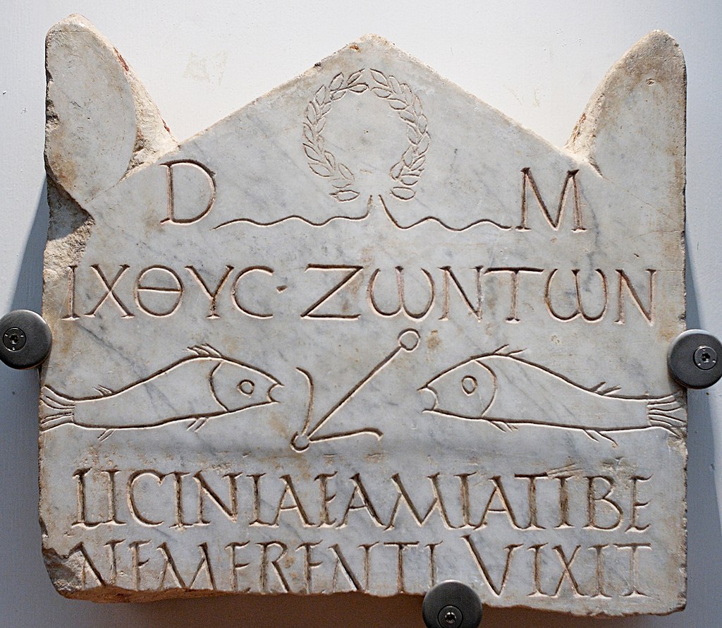 An early christian tombstone bearing the IXOYE inscription.