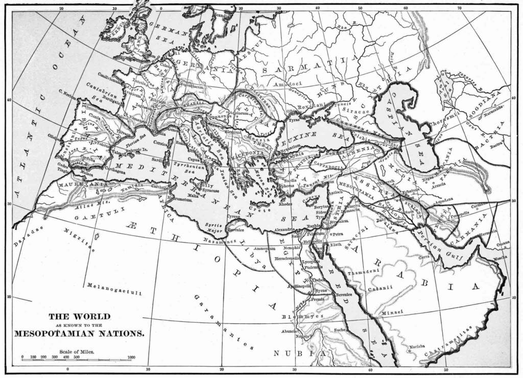 Ancient map of mesopotamian nations