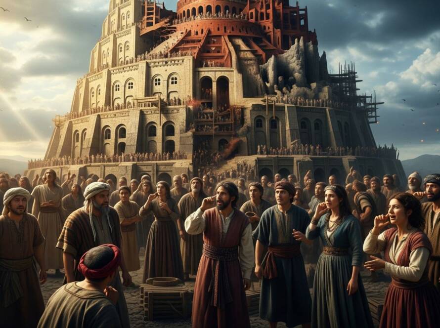 The tower of Babel, in Genesis.