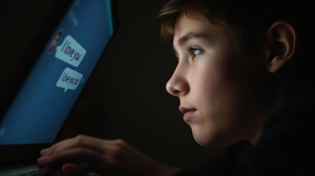 Teen interacting with chatbot