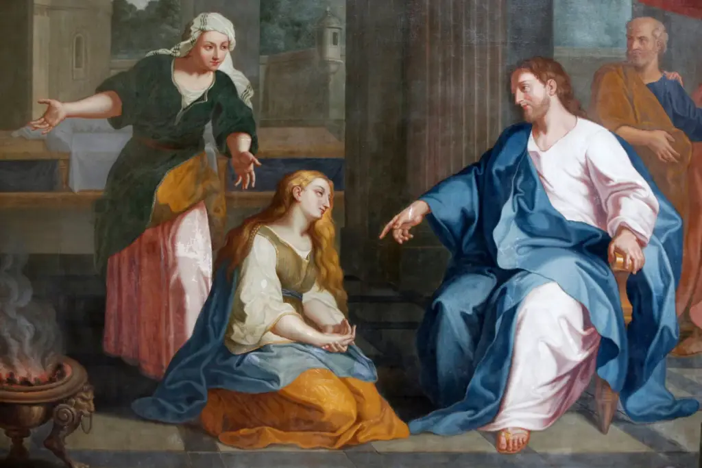 Mary at the feet of Jesus in Lazarus home.